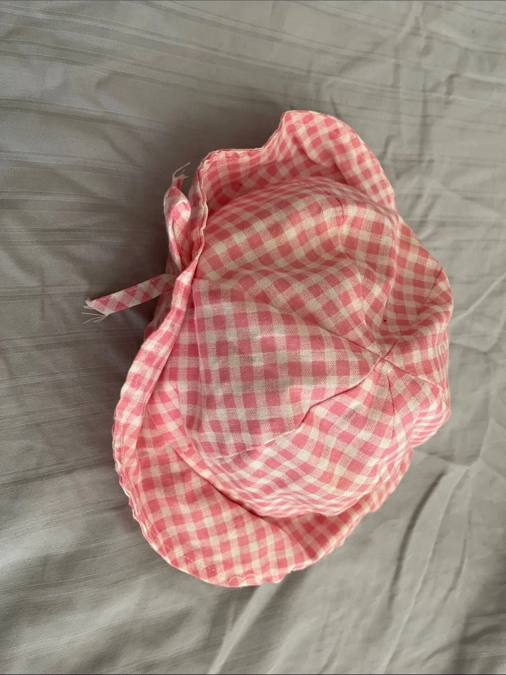 Kids Pink Gingham Sun Hat - Lightweight Check Pattern
